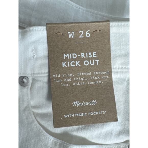 NWT Madewell Mid-Rise Kick Out Crop Jeans in Pure White Size 26 - Picture 7 of 15